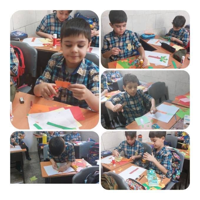 هنر: کلاژ با کاغذ رنگی (موضوع :فصل پاییز) 