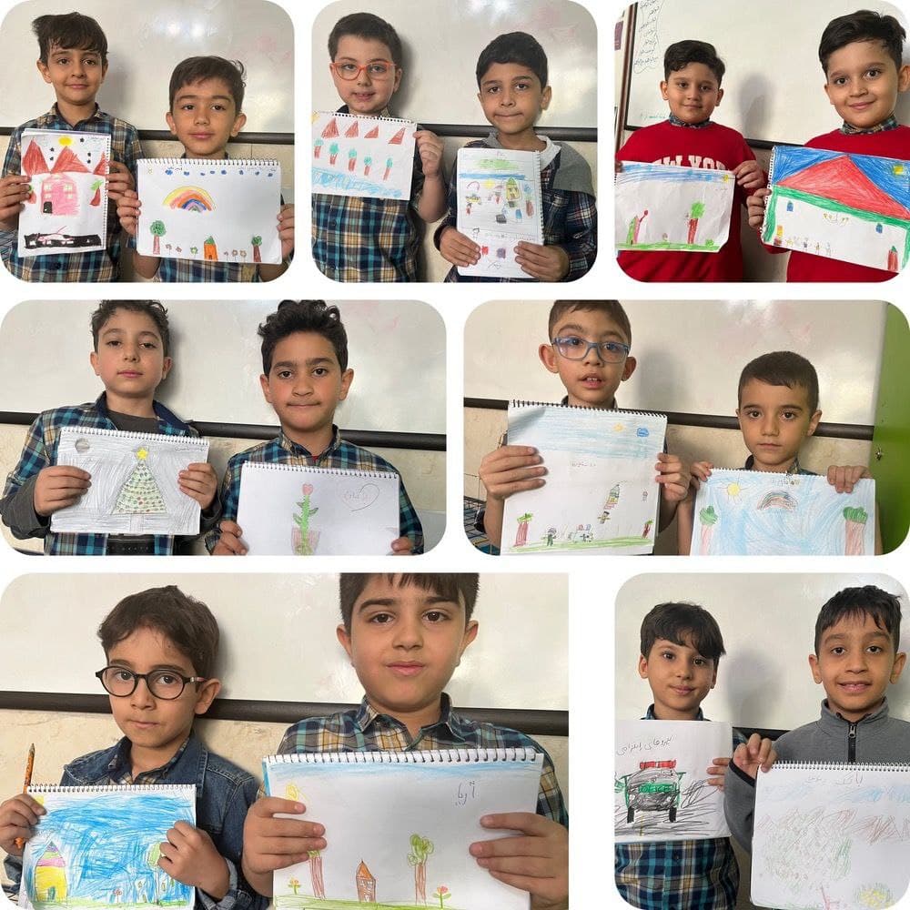نقاشی با موضوع فصل بهار و تکرار و تمرین نشانه ی ص ( تلفیق هنر و فارسی )